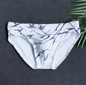 Bamboo Leaves Print Out Swimming Trunks SW128