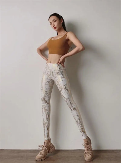 Snake Print Glitter Elastic Leggings GP159