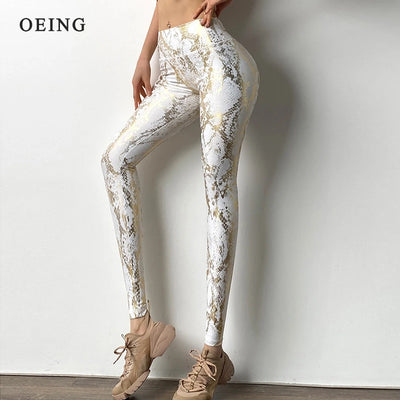 Snake Print Glitter Elastic Leggings GP159