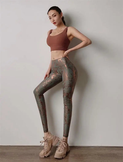 Snake Print Glitter Elastic Leggings GP159