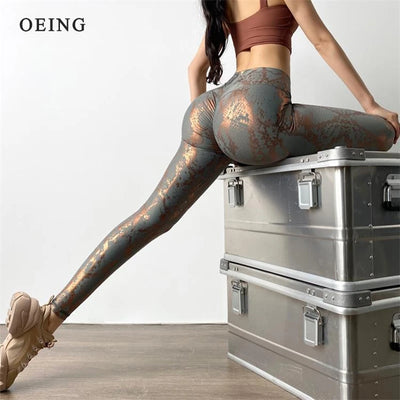 Snake Print Glitter Elastic Leggings GP159