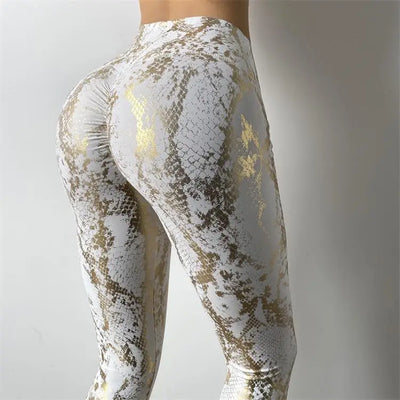 Snake Print Glitter Elastic Leggings GP159