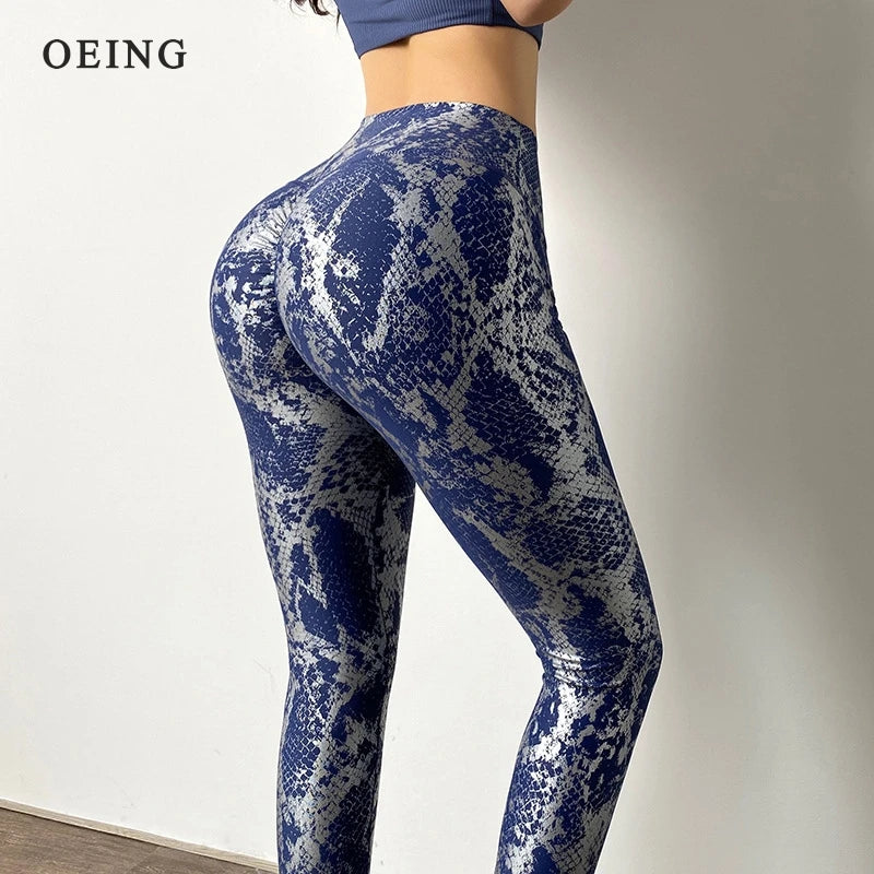 Snake Print Glitter Elastic Leggings GP159