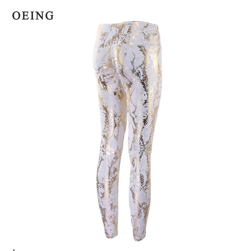 Snake Print Glitter Elastic Leggings GP159