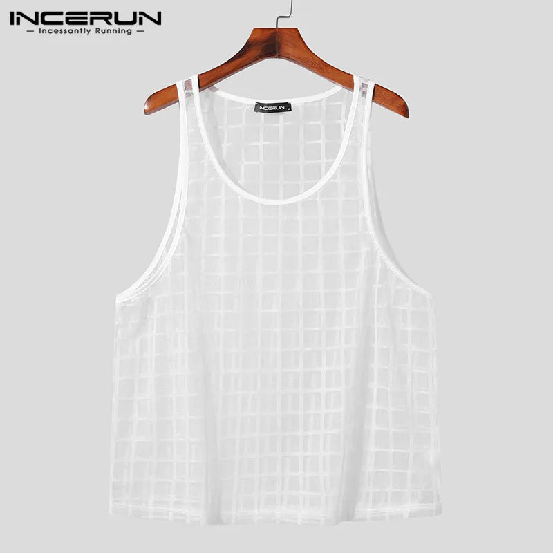 Transparent O-neck Sleeveless Vests F102