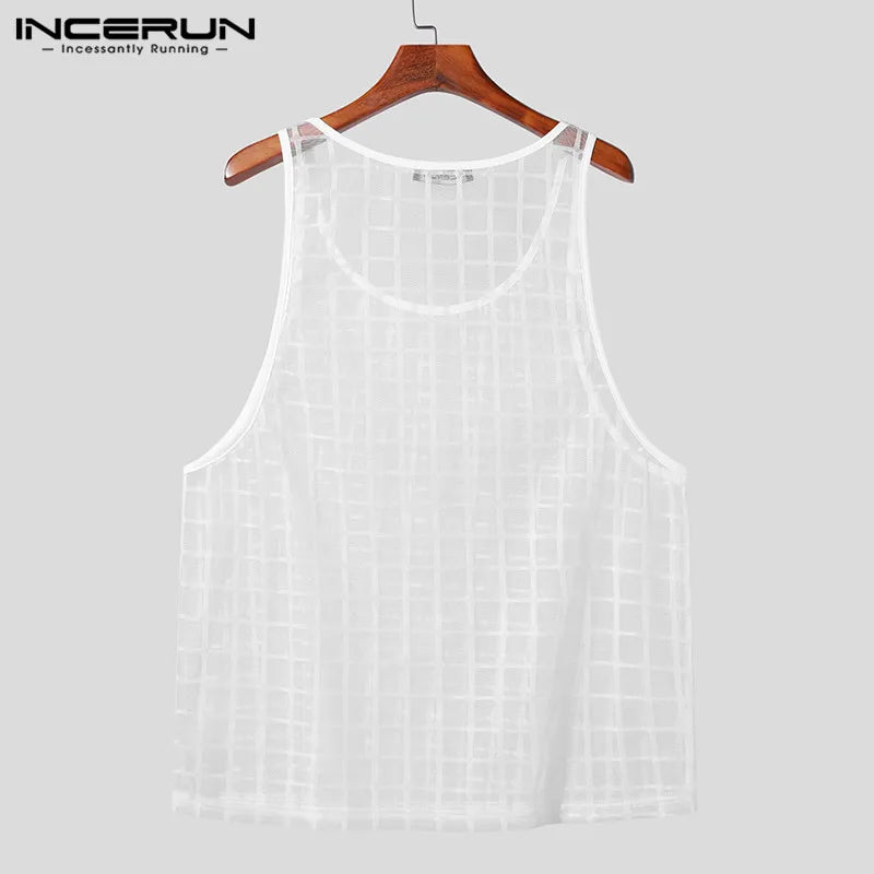 Transparent O-neck Sleeveless Vests F102