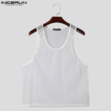 Load image into Gallery viewer, Korean Style Men&#39;s Dense Mesh Perspective U-neck Tank Tops F105