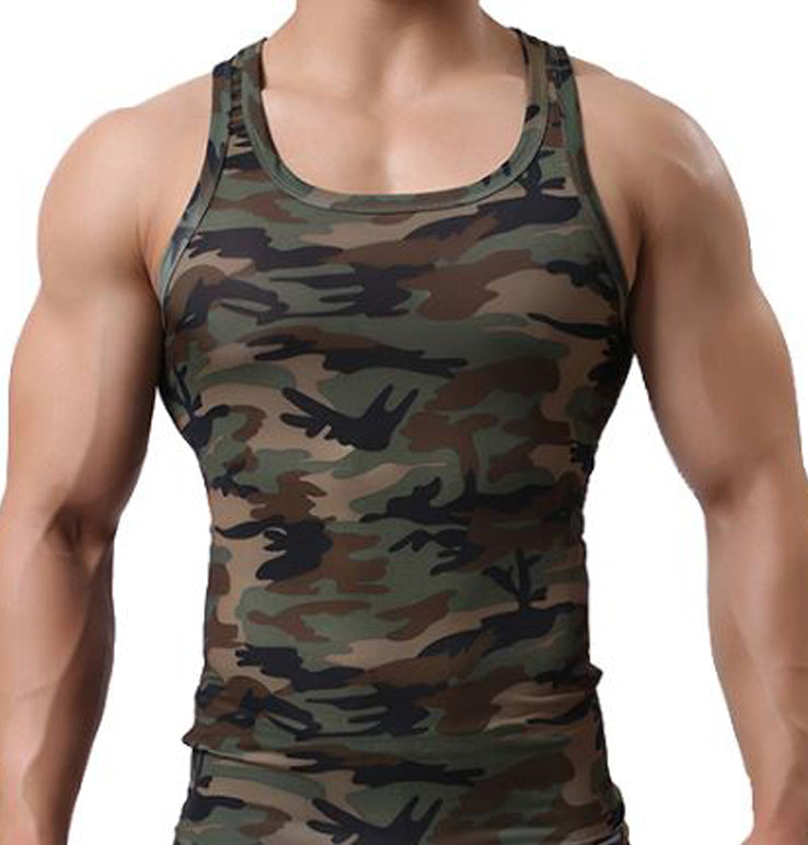 Camouflage Singlet Bodybuilding Vest Elastic  Fabric  Bodybuilding Vest  Camouflage Singlet  Clothing  Elastic  