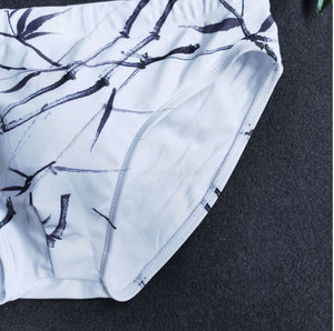 Bamboo Leaves Print Out Swimming Trunks SW128