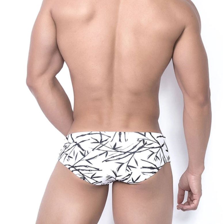 Bamboo Leaves Print Out Swimming Trunks SW128