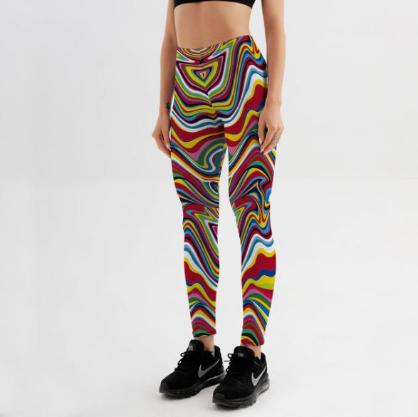 Rainbow Zebra Stripes Plus Size Leggings for Women High Waist