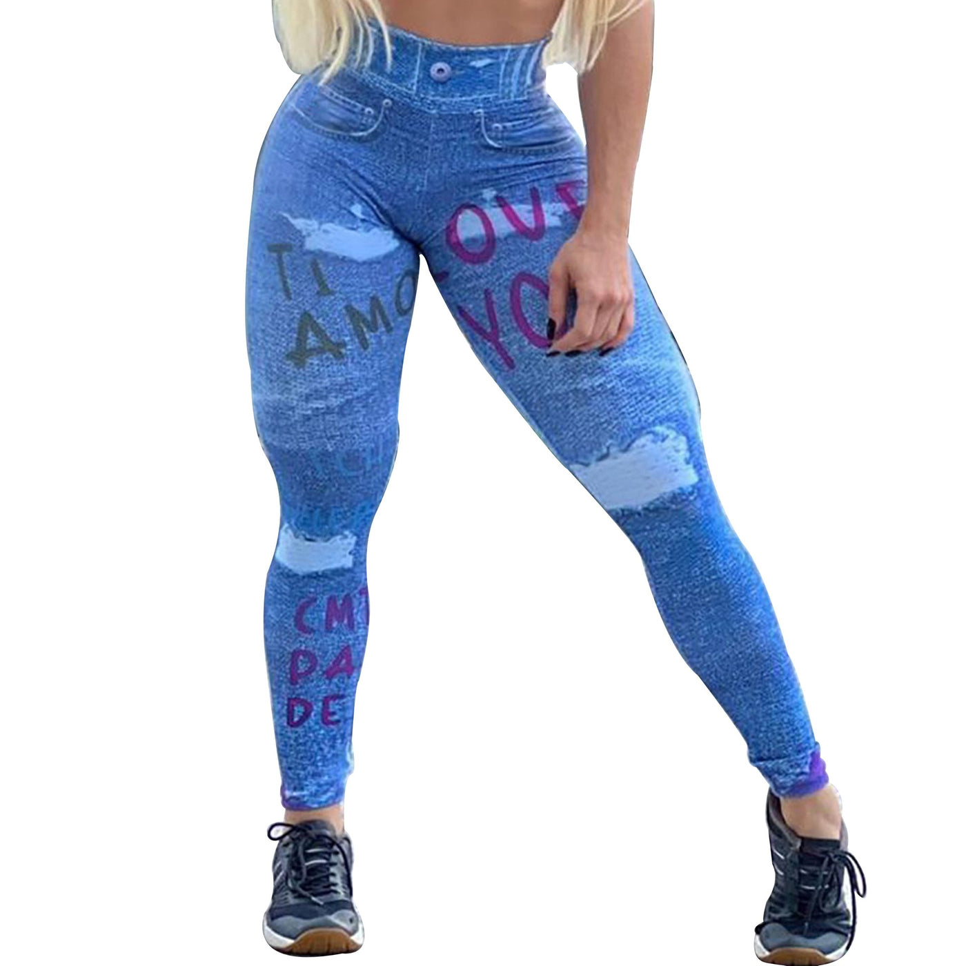 Punk Style Jeans 3D Print Women Sports Leggings GP152