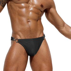 Two Side Metal Lock Men Sexy Low Waist Bikini SW136