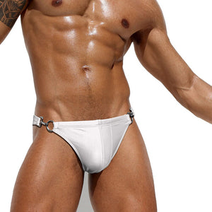 Two Side Metal Lock Men Sexy Low Waist Bikini SW136